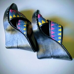 Diane Von Furstenberg Multicolor Woven Mules